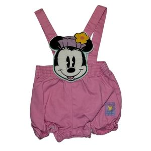Vintage 90s Mickey & Co Girls Minnie Mouse Overalls/ Romper 3/6 months